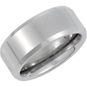 White Tungsten 8.3 mm Beveled Band Size 10.5