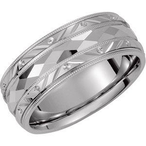 Continuum Sterling Silver 6 mm Faceted Band Size 13