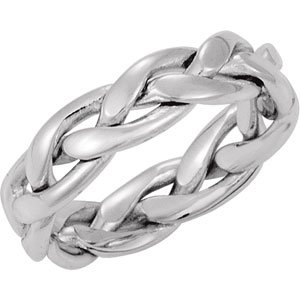 14K White 4.75 mm Hand-Woven Band  Size 4.5