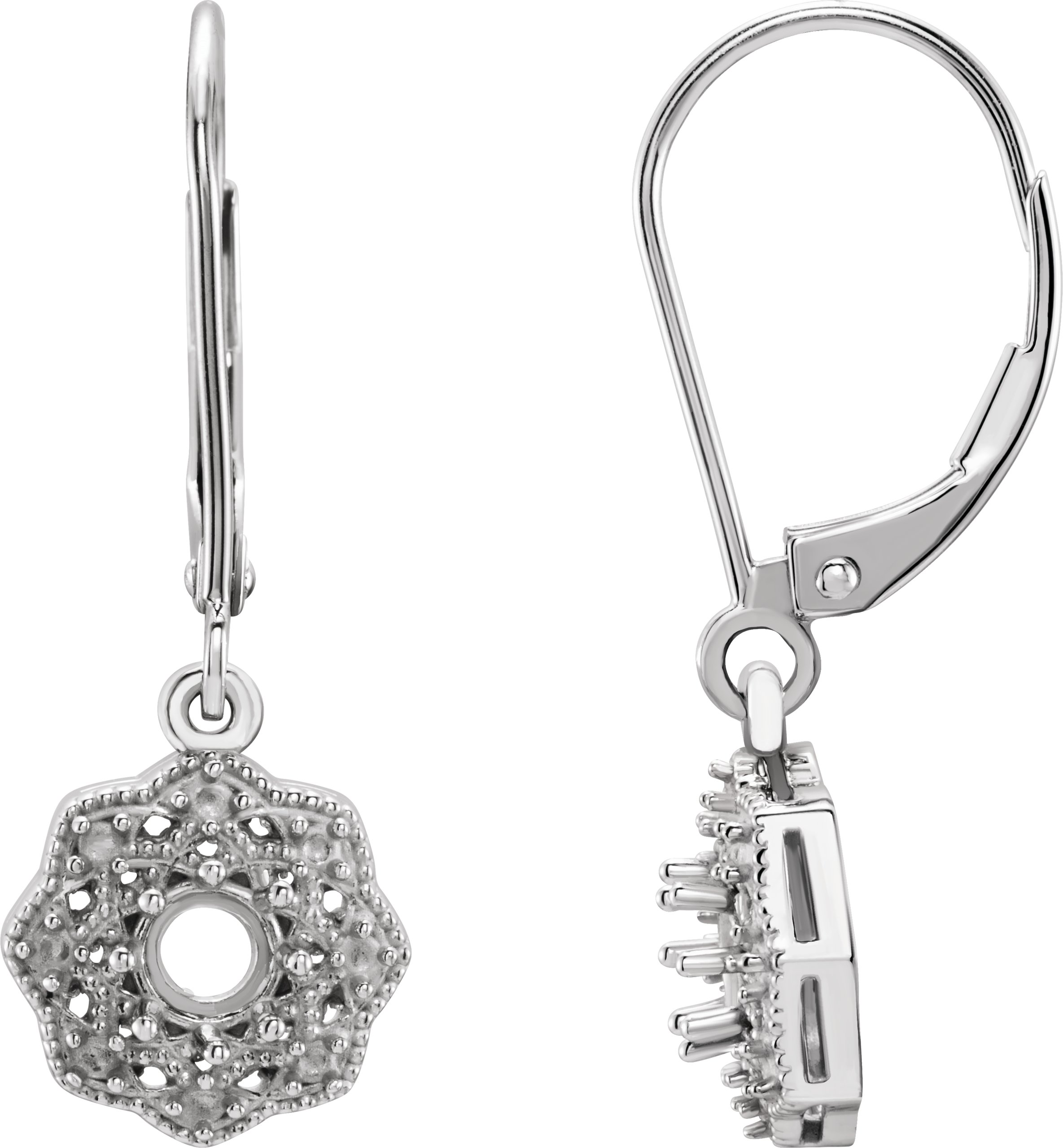 Round Halo-Style Earring Mounting