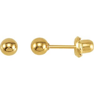 24K Gold-Plated Stainless Steel Ball Stud Piercing Earrings