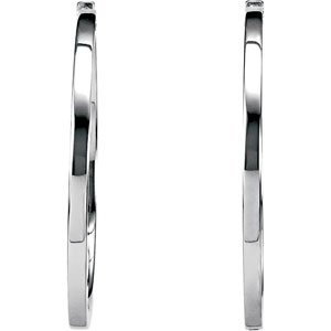 Sterling Silver Square Tube Hinged 32.8 mm Hoop Earrings