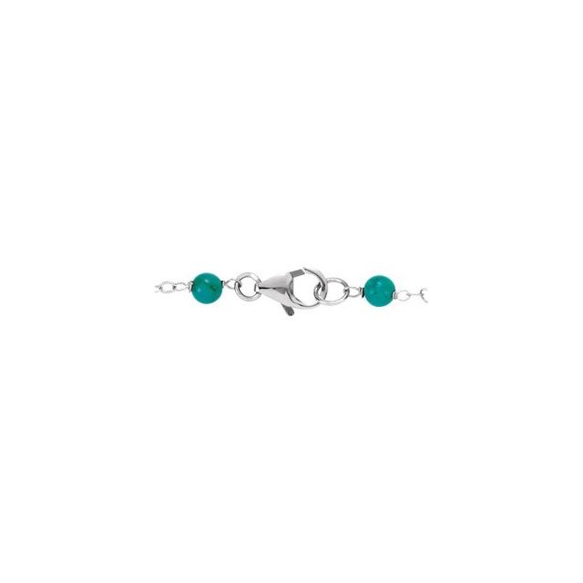 Sterling Silver Cultured White Freshwater Pearl & Natural Turquoise Station 7 1/2