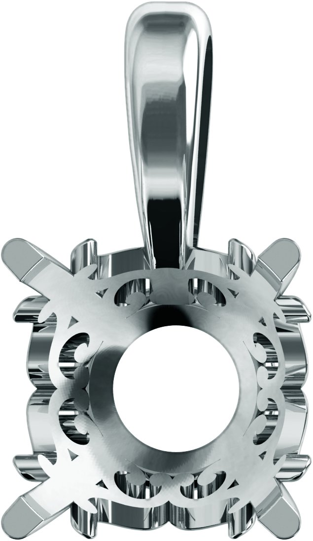Round 4-Prong Scroll Pendant