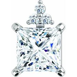 Princess/Square 4-Prong Accented Setting for Earring Assembly