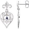 Sterling Silver with 14K White Post Sapphire and .04 CTW Diamond Earrings Ref 4929631