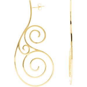 14K Yellow Scroll Earrings