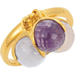 18K Yellow Vermeil Multi-Gemstone Ring Size 8