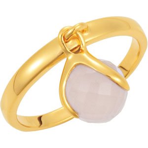 18K Yellow Vermeil Rose Chalcedony Ring Size 6