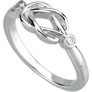 14K White .06 CTW Natural Diamond Knot Ring 