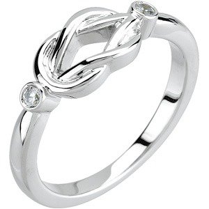14K White .06 CTW Natural Diamond Knot Ring 