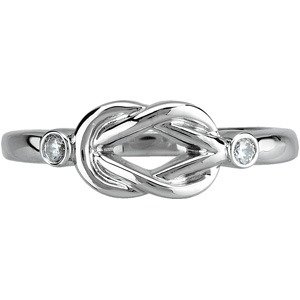 14K White .06 CTW Natural Diamond Knot Ring 