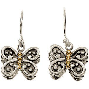 Alternative view of Butterfly Earrings – Sterling Silver & 14K Yellow Gold