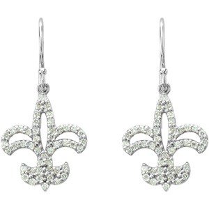 1/2 CTW Natural Diamond Fleur-de-lis Earrings view 2