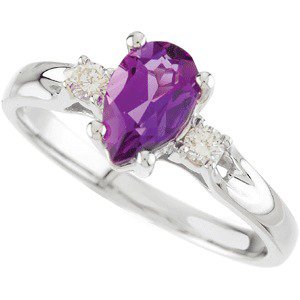 Natural Amethyst & 1/10 CTW Natural Diamond Ring view 5