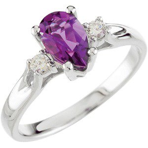 Natural Amethyst And 1/10 CTW Natural Diamond Ring – 14K White Gold