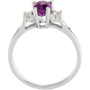 Alternative view of Natural Amethyst And 1/10 CTW Natural Diamond Ring – 14K White Gold