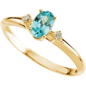 Natural Blue Zircon & .04 CTW Natural Diamond Ring view 5