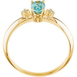 Natural Blue Zircon & .04 CTW Natural Diamond Ring view 2