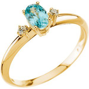 Natural Blue Zircon & .04 CTW Natural Diamond Ring