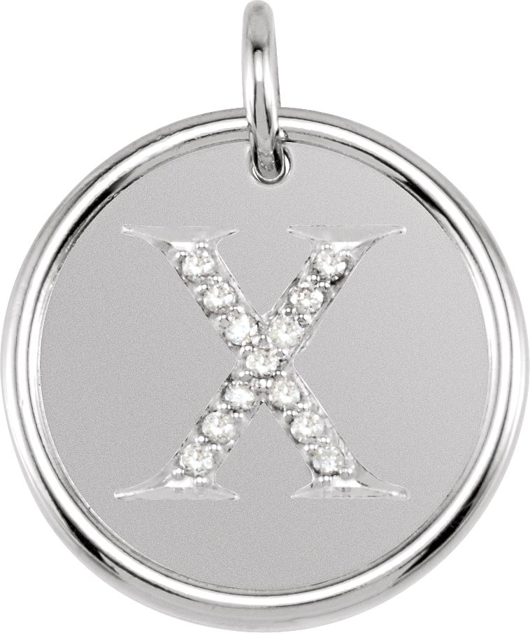 14K White .07 CTW Natural Diamond Initial X Pendant Ref 3236178