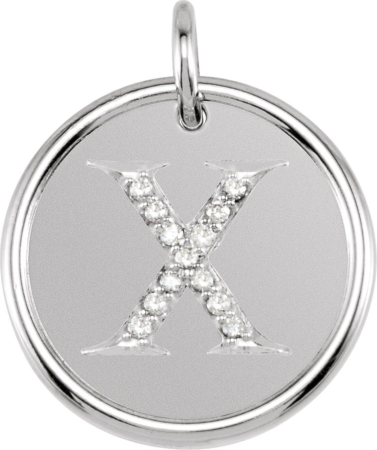 14K White .07 CTW Natural Diamond Posh Mommy® Initial X Pendant