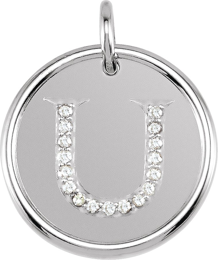 14K White .08 CTW Natural Diamond Initial U Pendant Ref 3234044