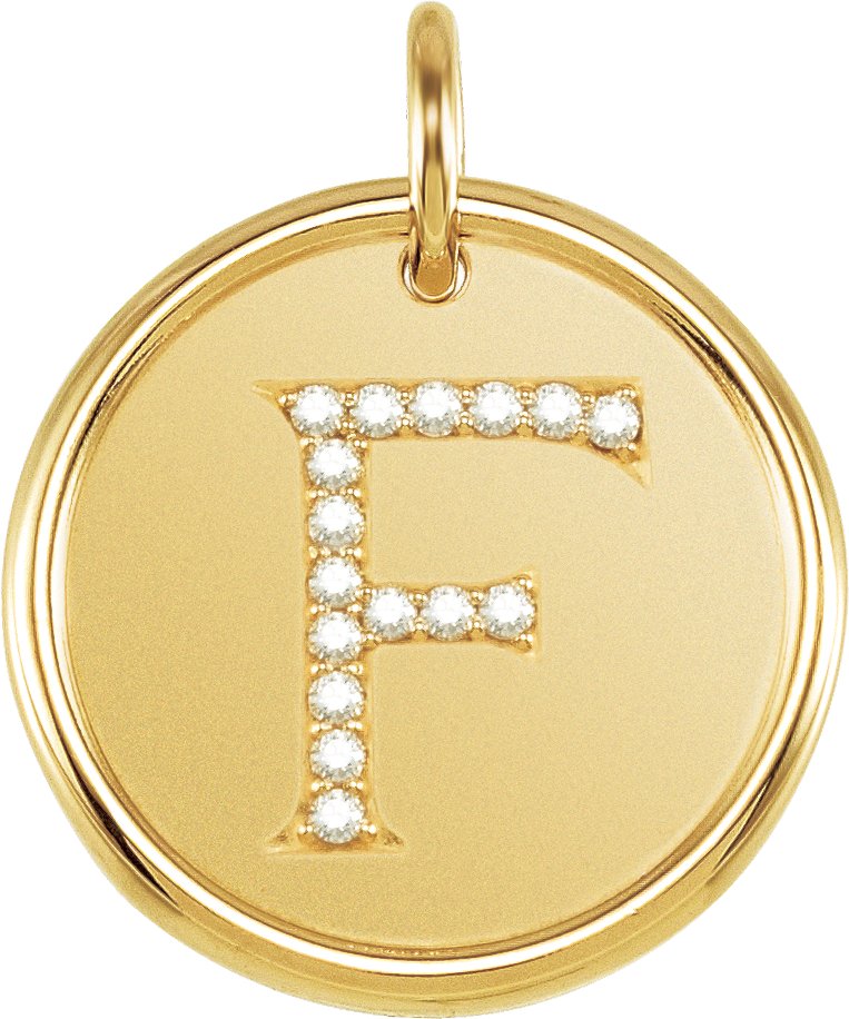 14K Yellow .08 CTW Natural Diamond Initial F Pendant Ref 3229232