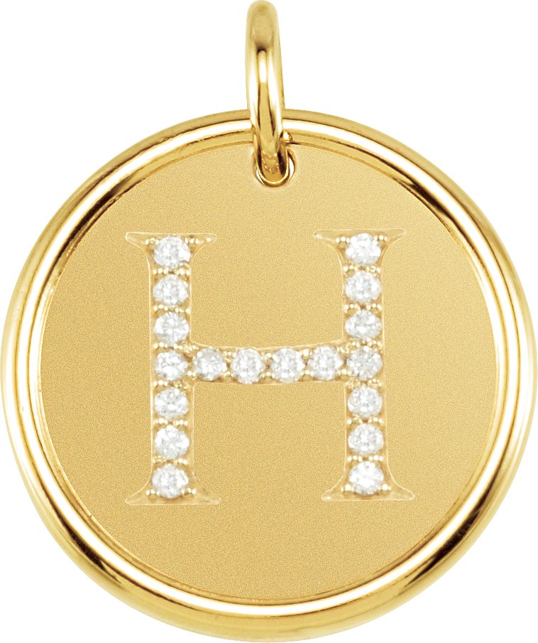 14K Yellow 0.10 CTW Natural Diamond Initial H Pendant Ref 3228093