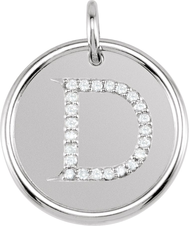 14K White 0.13 CTW Natural Diamond Initial D Pendant Ref 3216872