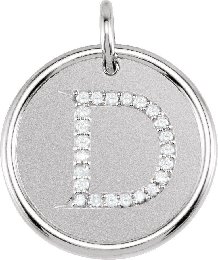 14K White .08 CTW Natural Diamond Posh Mommy® Initial D Pendant