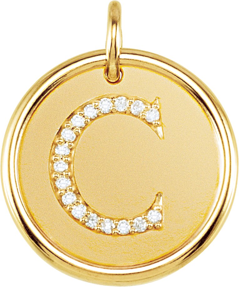 14K Yellow .08 CTW Natural Diamond Initial C Pendant Ref 3214677