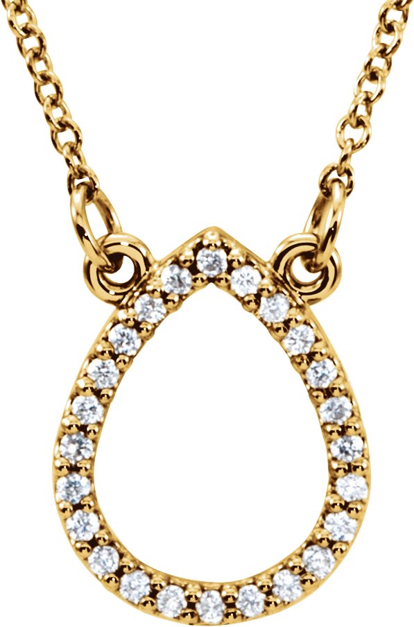 14K Yellow 1/10 CTW Diamond Teardrop 16" Necklace