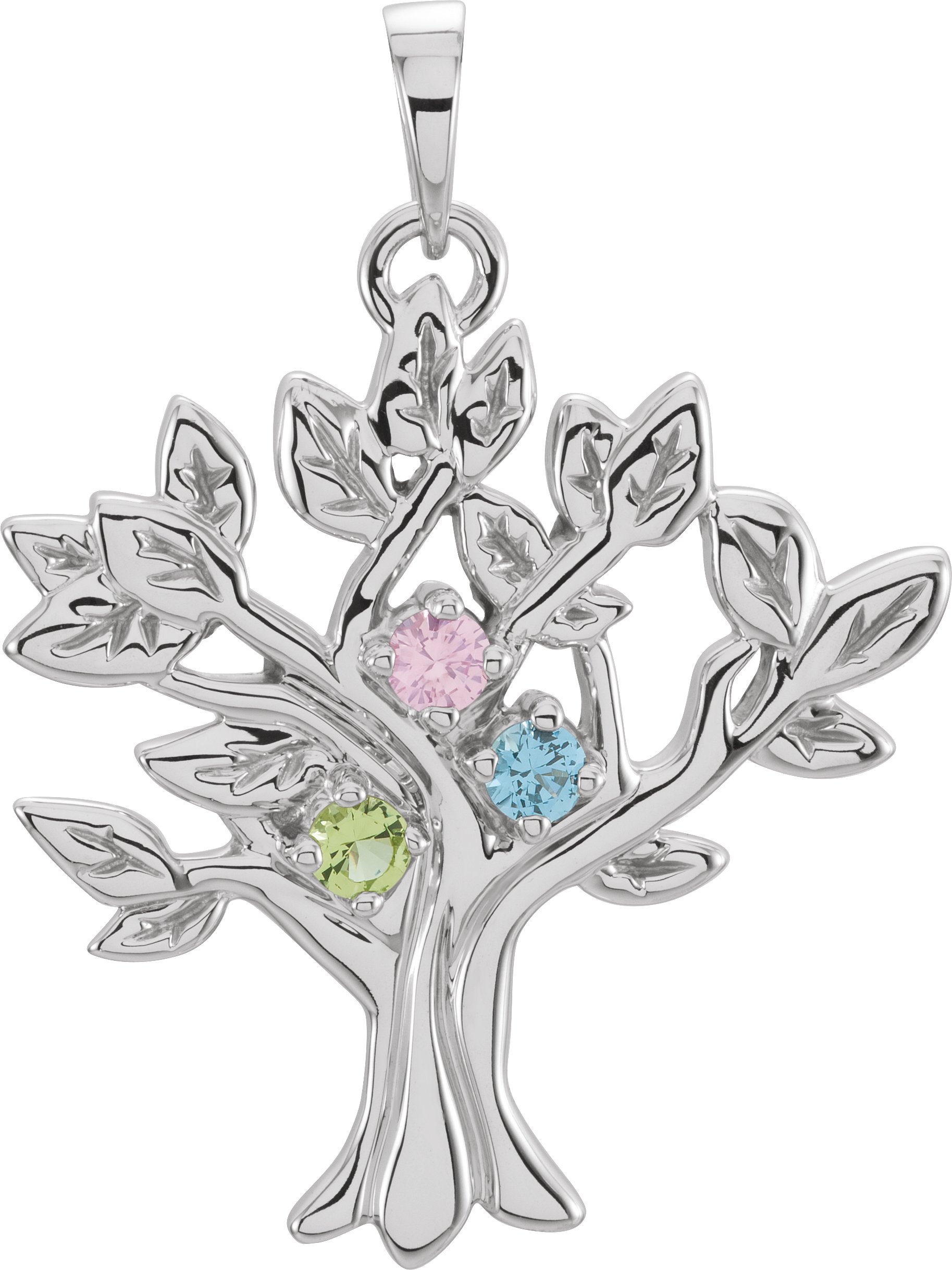 14K White 3-stone My Tree™ Family Pendant Mounting
