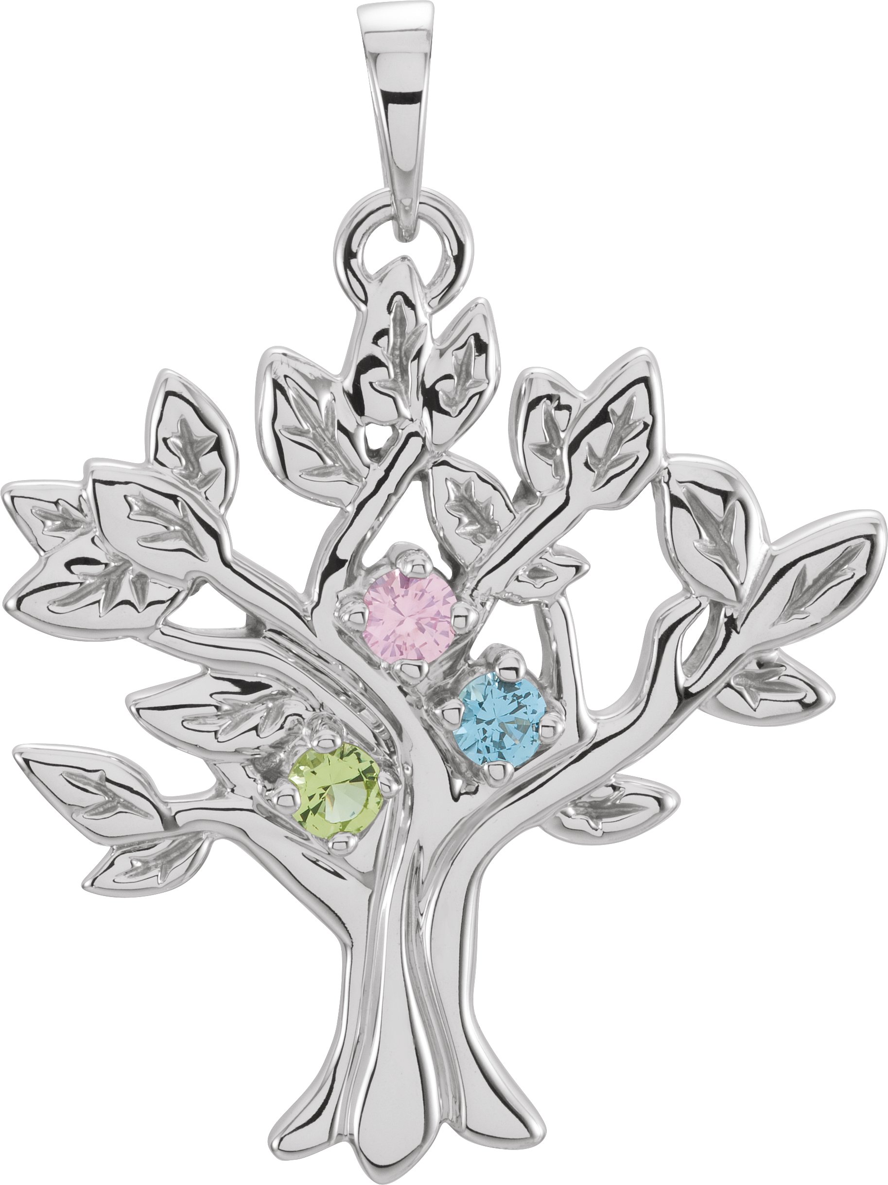 14K White 3-stone My Tree™ Family Pendant Mounting