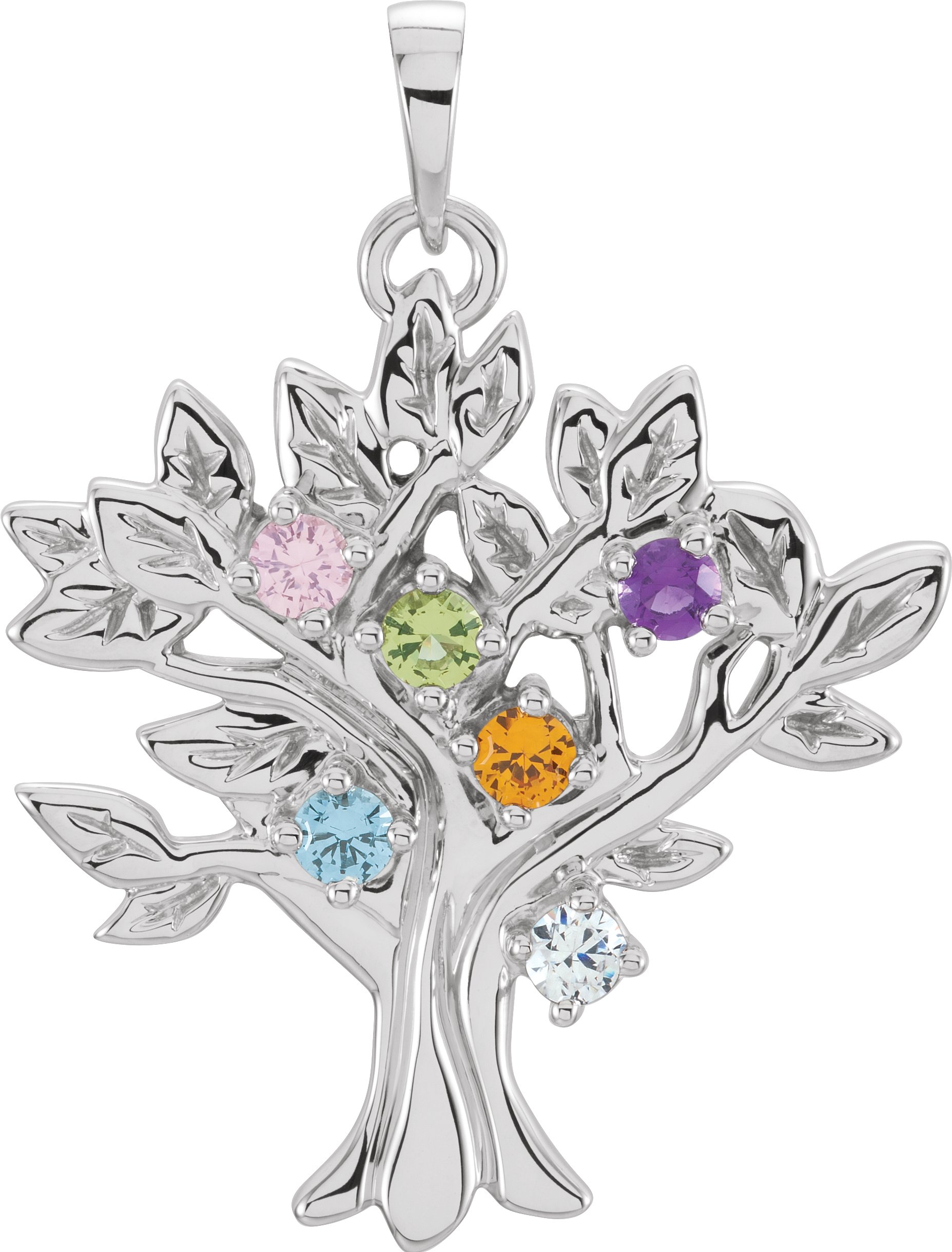 14K White 6-stone My Tree™ Family Pendant Mounting