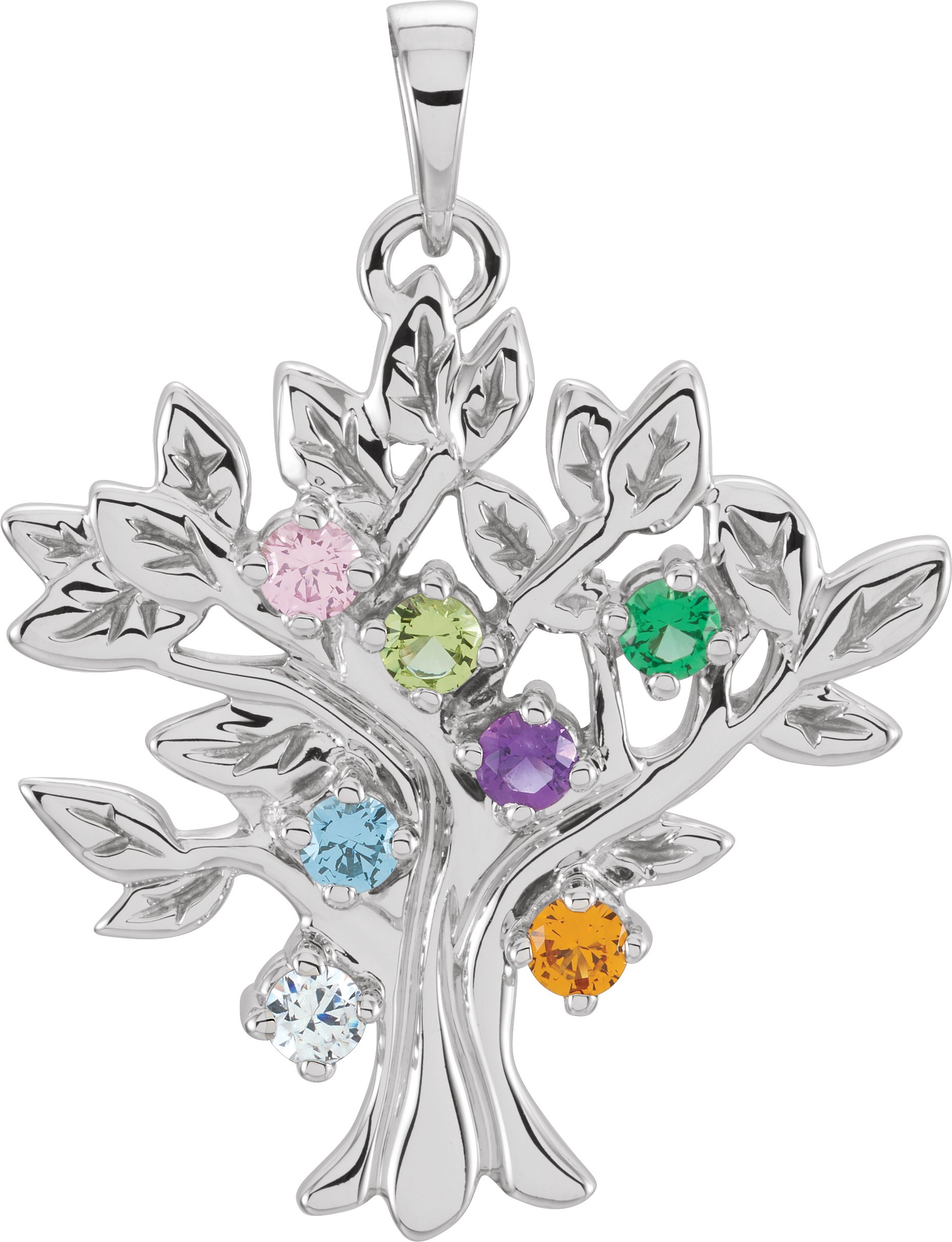 14K White 7-stone My Tree™ Family Pendant Mounting