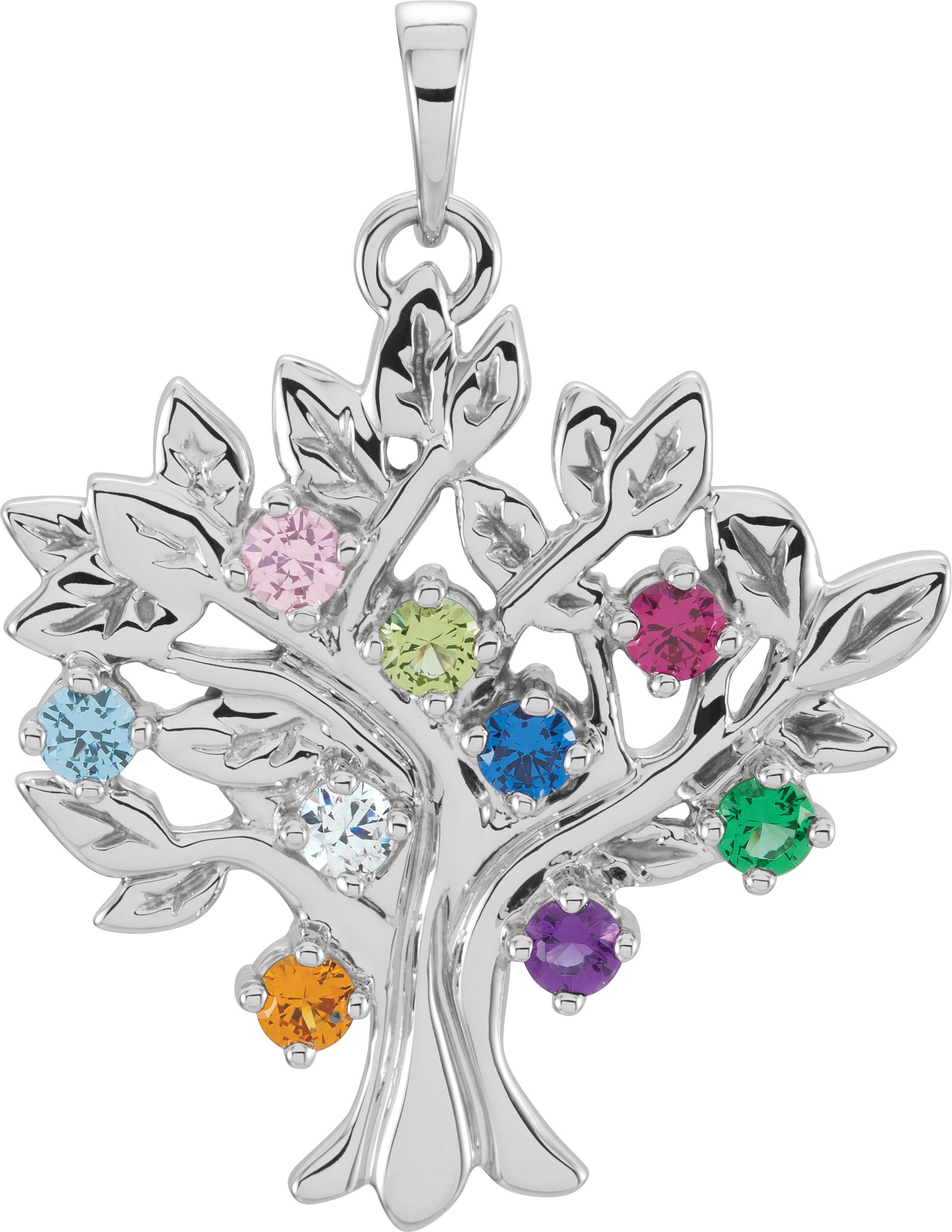 14K White 9-stone My Tree™ Family Pendant Mounting