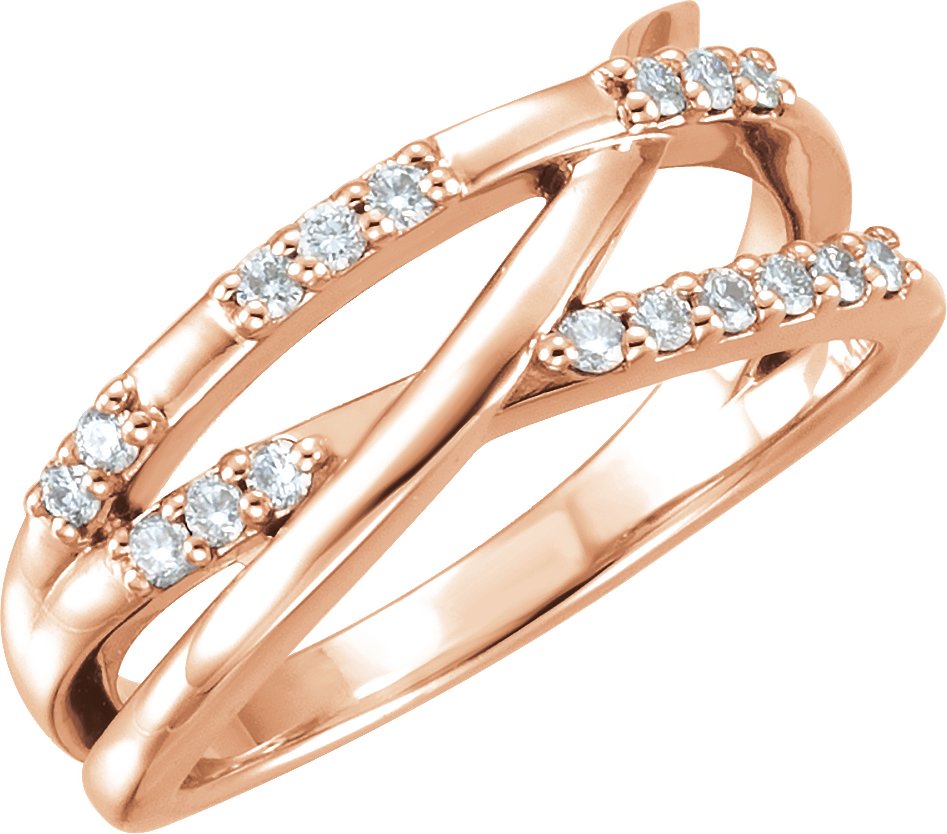 14K Rose 1/4 CTW Diamond Criss-Cross Ring