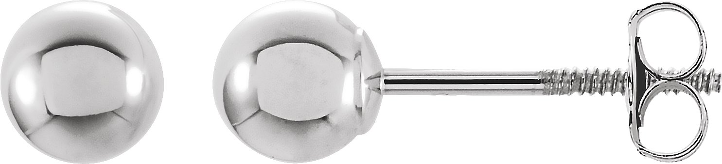 14K White 4 mm Ball Stud Earrings