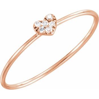 14K Rose .03 CTW Diamond Petite Heart Ring Ref 11871087
