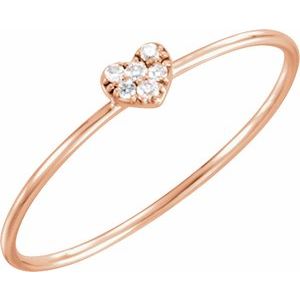 14K Rose .03 CTW Natural Diamond Petite Heart Cluster Ring