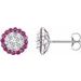 14K White Natural Ruby & 5/8 CTW Natural Diamond Earrings