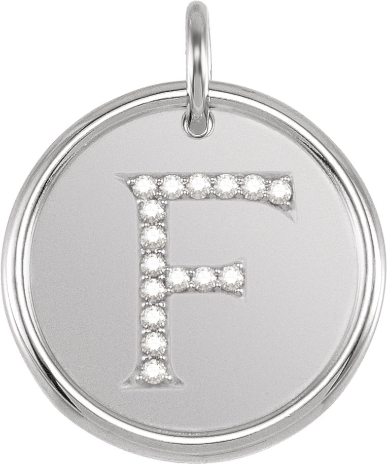 14K White .08 CTW Natural Diamond Initial F Pendant Ref 3229211