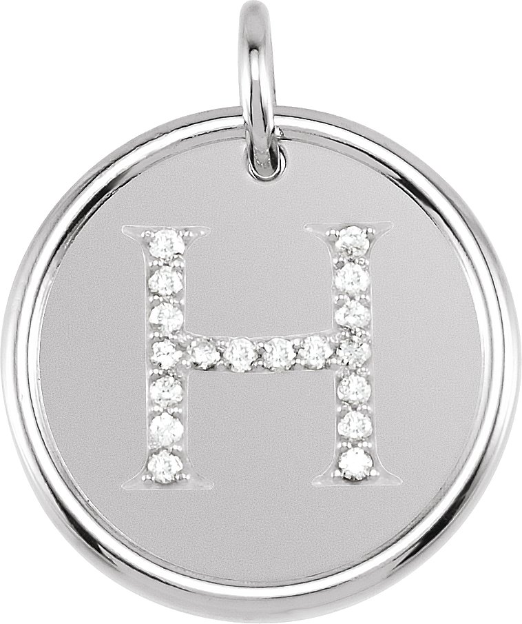 14K White 0.10 CTW Natural Diamond Initial H Pendant Ref 3228084