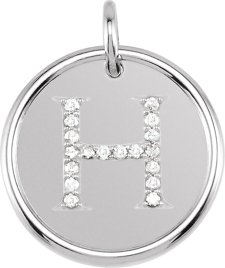 14K White .07 CTW Natural Diamond Posh Mommy® Initial H Pendant