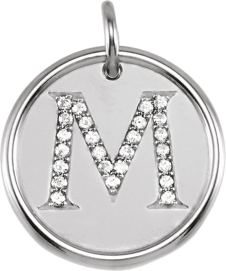 Sterling Silver 0.13 CTW Natural Diamond Initial M Pendant Ref 3216056