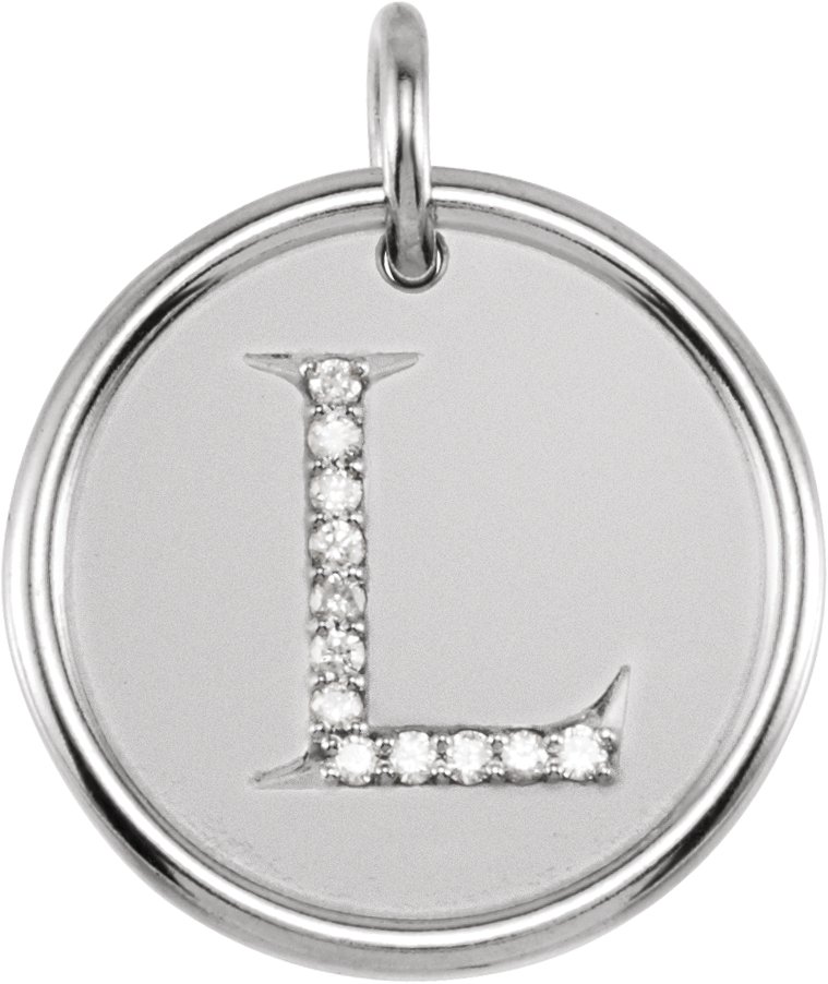 14K White .06 CTW Natural Diamond Initial L Pendant Ref 3216041