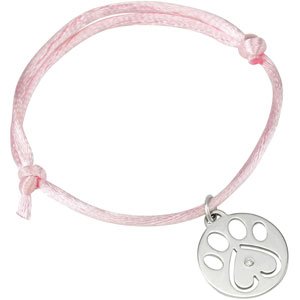 Sterling Silver .02 CT Diamond & Pink Satin Cord 6.5-8