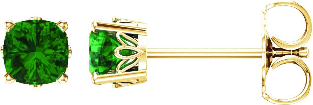 14K Yellow Chatham Lab Created Emerald Earrings Ref 9848246
